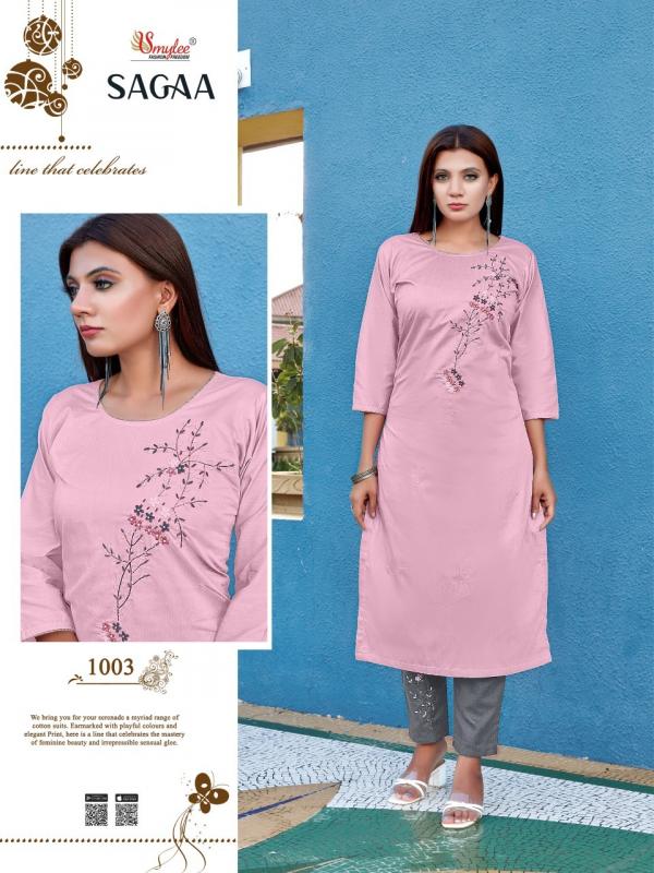 Smylee Sagaa Designer Rich Look Silk Kurti With Bottom